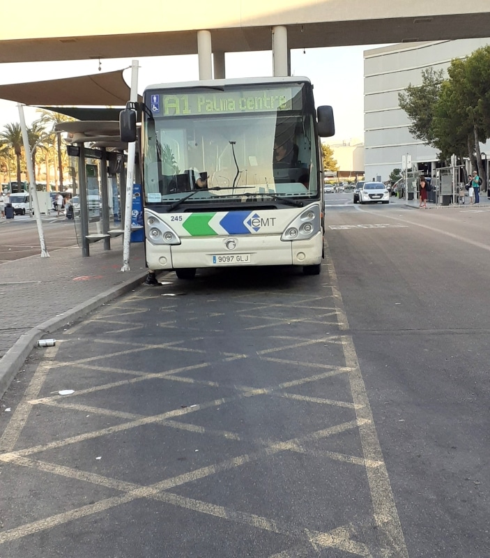 A1 line Bus stop at Palma de Mallorca Airport