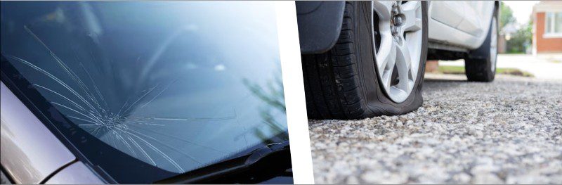 Rental car insurance in Mallorca - glass and tyres